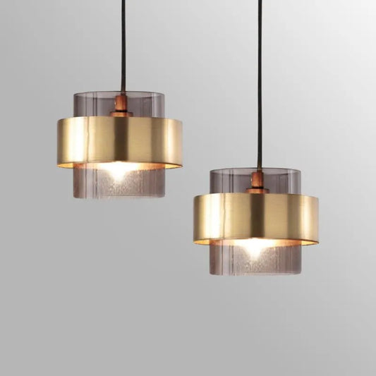 Glass Pendant Light – Nordic Style, Brass Cylinder & Modern Design