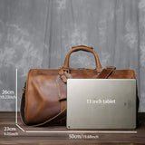 Leather Travel Duffel Bag – Crazy Horse Brown, Large Capacity & Shoulder Strap
