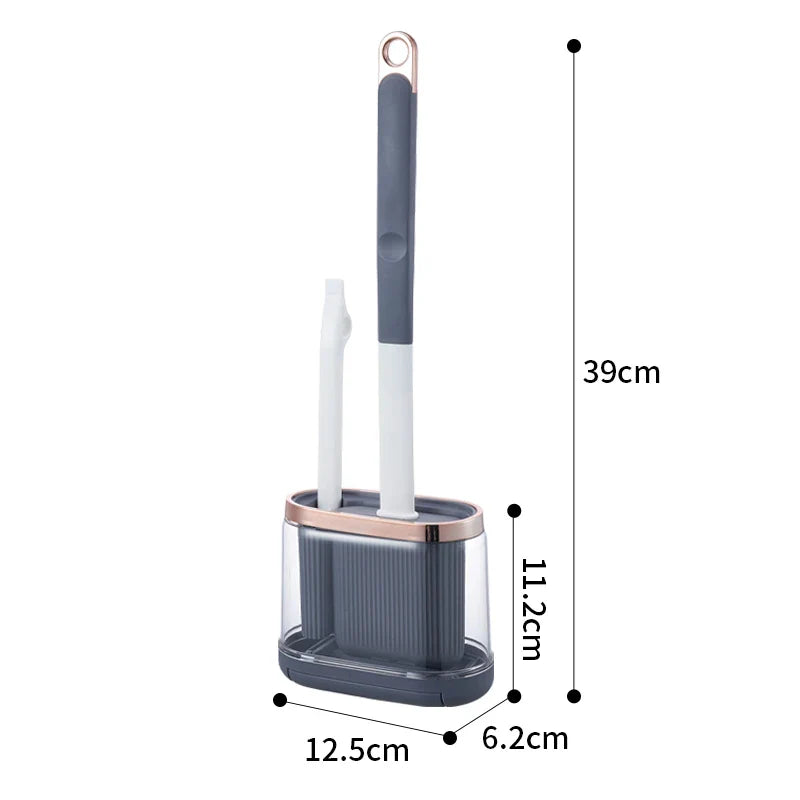 Silicone Toilet Brush Set – Wall Holder, Drain Cleaner & Drip Tray