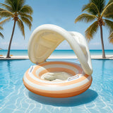 Inflatable Pool Float with Sun Canopy – PVC, Grip Handles & Shade