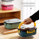 Bento Lunch Box – 1200ml 2-Tier Leakproof, Divided Tray & Spoon & Fork Included