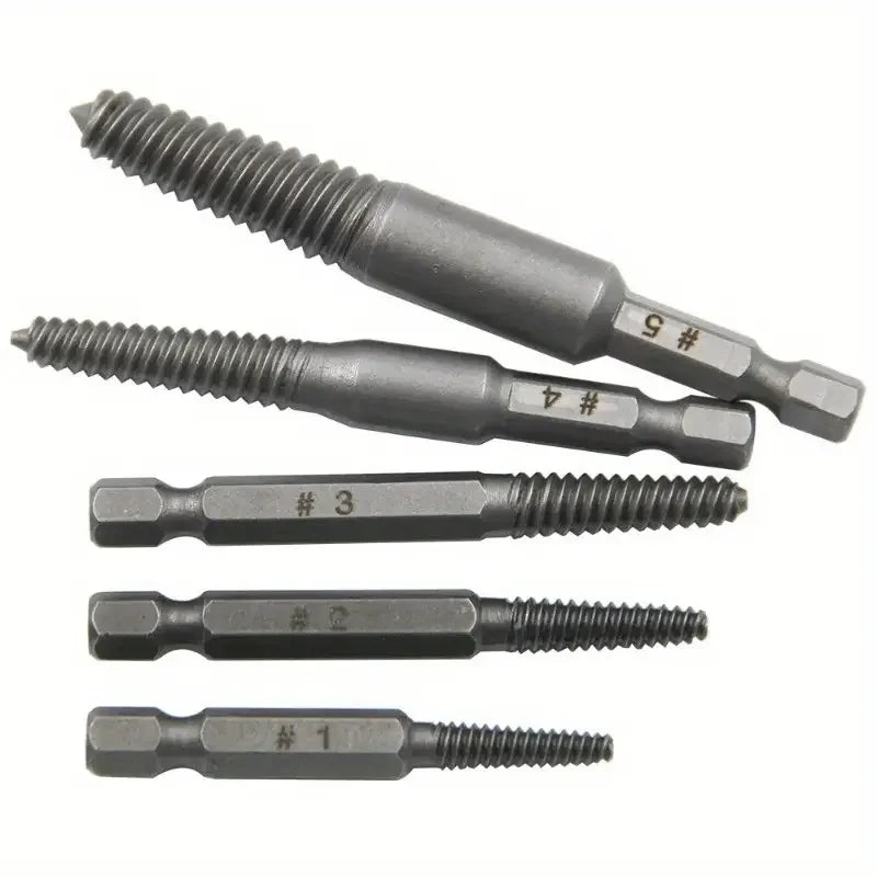 Screw Extractor Set – 10-Piece, Left-Hand Thread & Hardened Steel Hex Shank