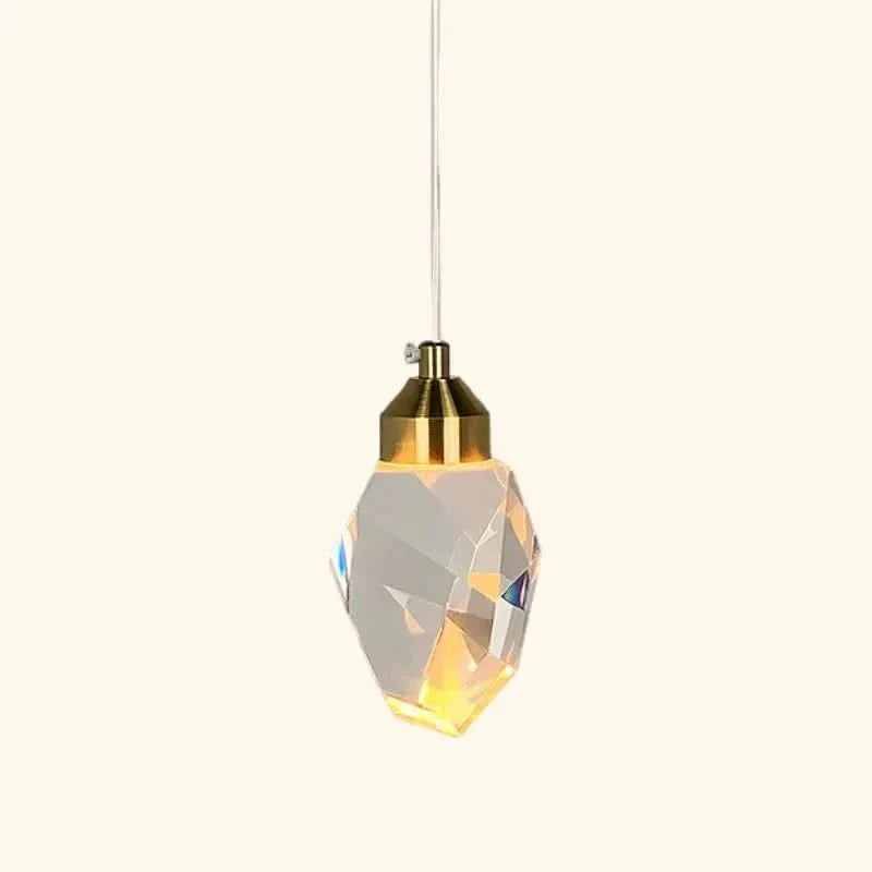 Crystal LED Pendant Light – Faceted K9 Shade, Gold Finish, Warm & Cool White