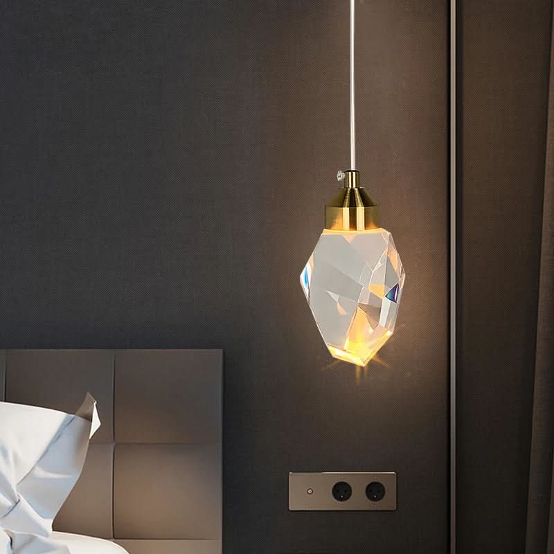 Crystal LED Pendant Light – Faceted K9 Shade, Gold Finish, Warm & Cool White