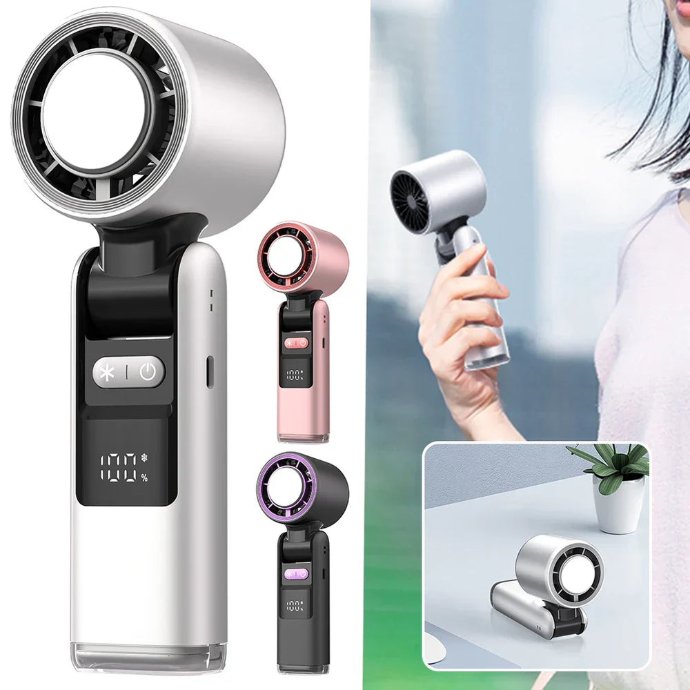 Mini Handheld Fan – 100 Speeds, 4000mAh Rechargeable & Digital Display