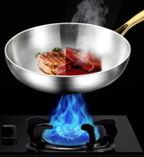 316 Stainless Steel Frying Pan – 7-Ply Uncoated, Gas & Induction Compatible