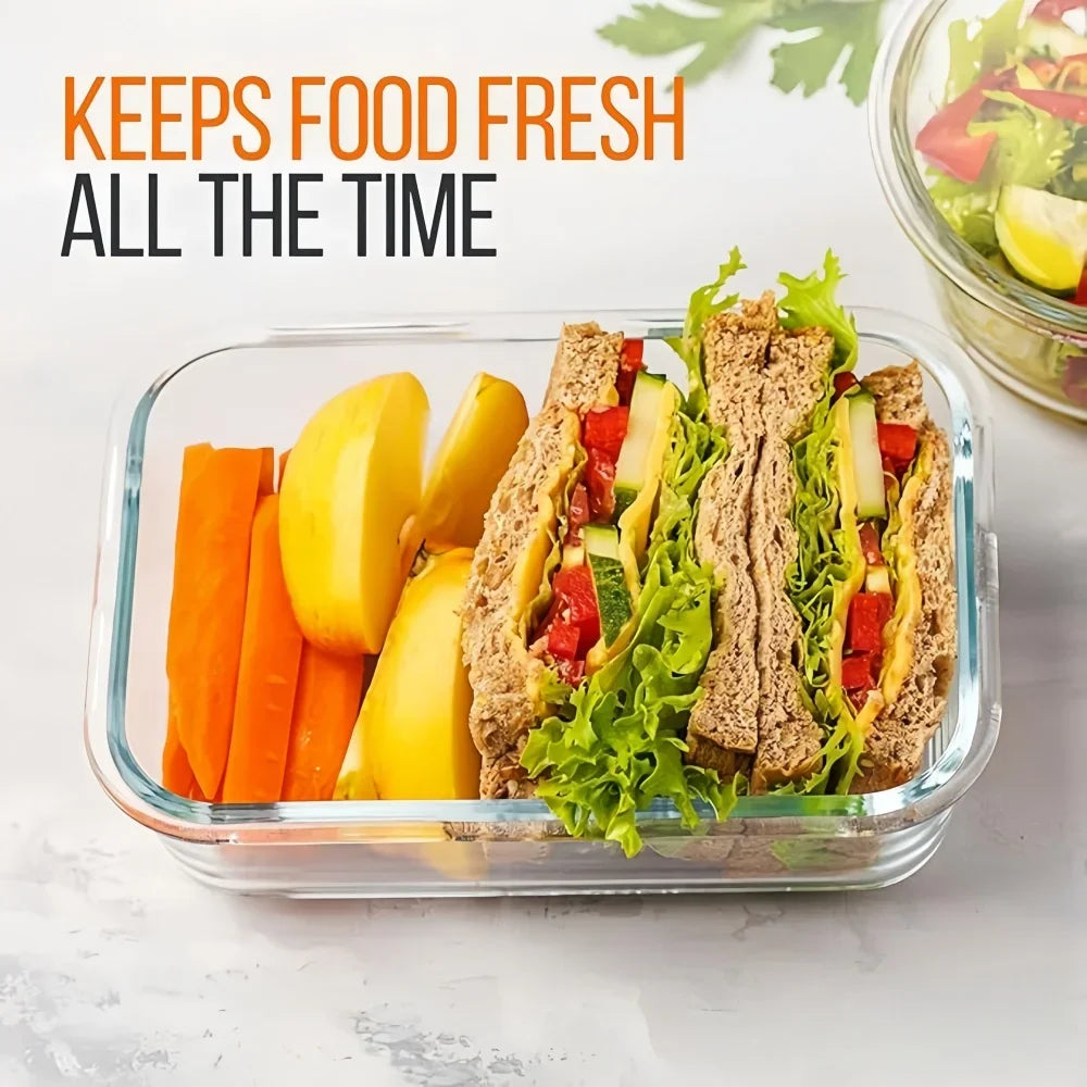 Glass Food Storage Container Set – 5 Airtight Lids, Borosilicate & Oven-Safe