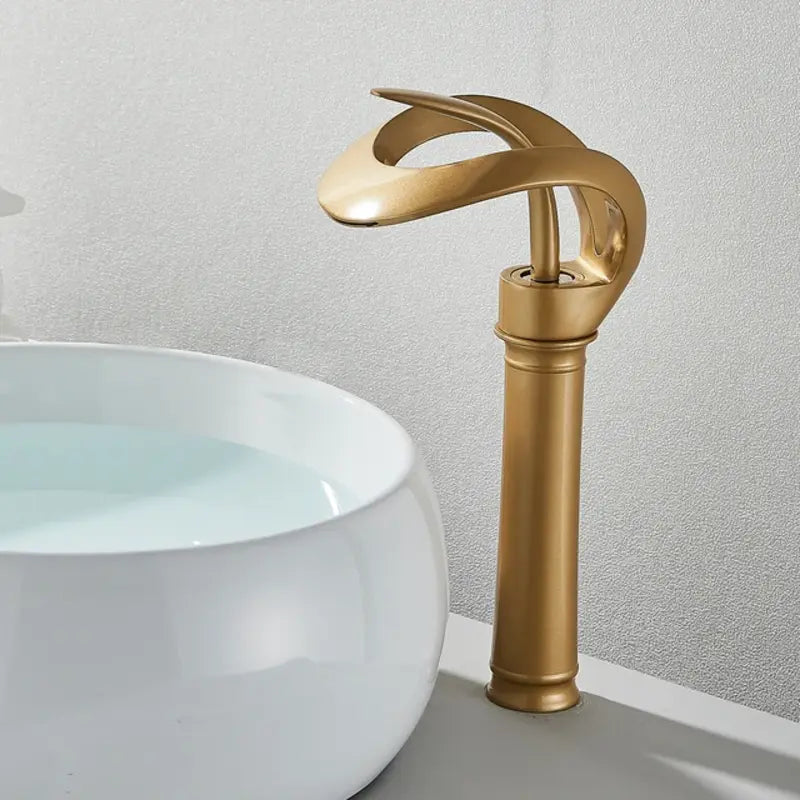 Flowarc Waterfall Mixer Tap – Gold-Long