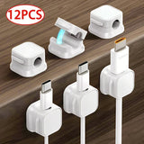 Magnetic Cable Organizer Set – Self-Adhesive, 12-Pack & Desk Cable Clips