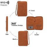 RFID Passport Organizer – Faux Leather, Holds 4 Passports & Zip Closure