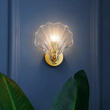 Glass Shell Wall Light – E14 Socket, Gold Metal Fixture & Clear/Cognac Glass
