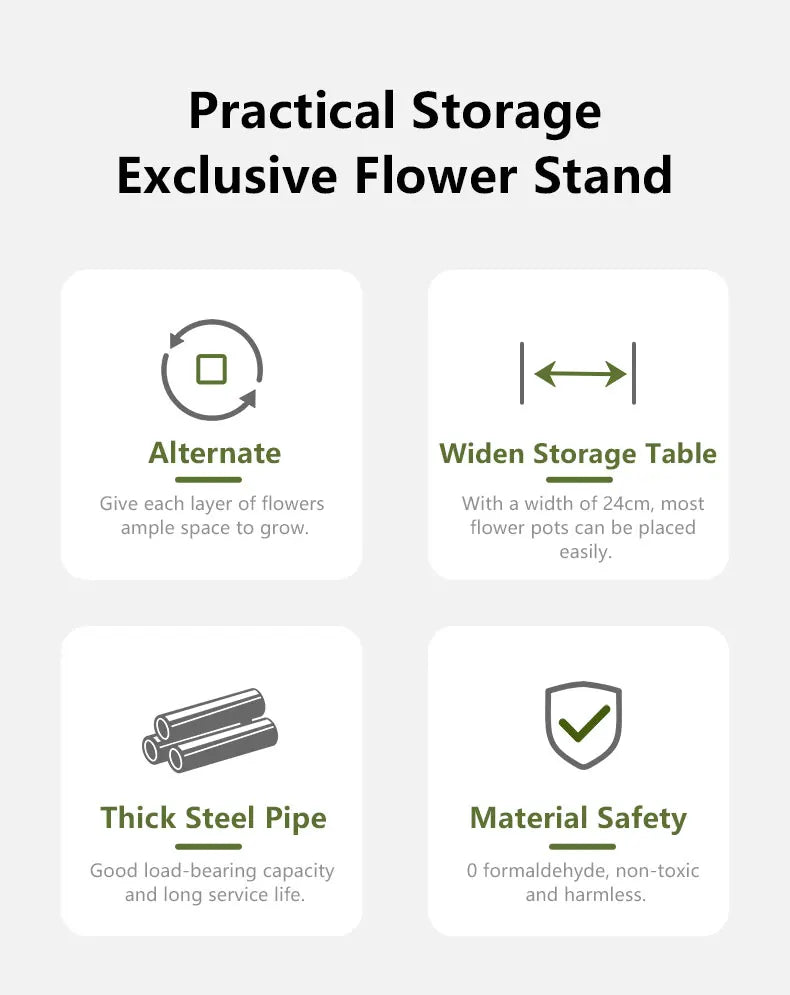 5-Tier Plant Stand – Metal Frame, Wooden Shelves & 33×20×106cm