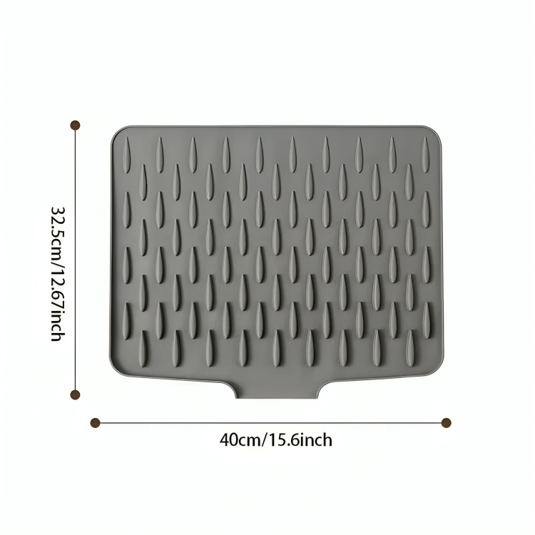 Silicone Dish Draining Mat – Built-In Drain Spout, Non-Slip & Dishwasher-Safe