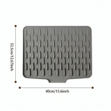 Silicone Dish Draining Mat – Built-In Drain Spout, Non-Slip & Dishwasher-Safe