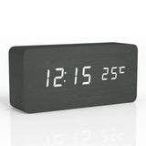 Wooden LED Alarm Clock – Temperature Display, USB/Battery & Adjustable Brightness