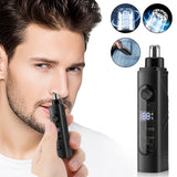 Rechargeable Nose & Ear Hair Trimmer – LED Battery Display, Wet & Dry Use