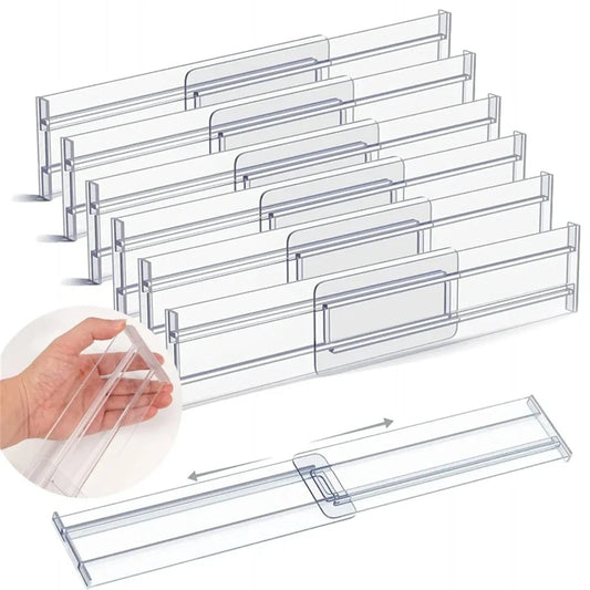 Adjustable Drawer Dividers – Clear Plastic, Expandable & 6-Pack