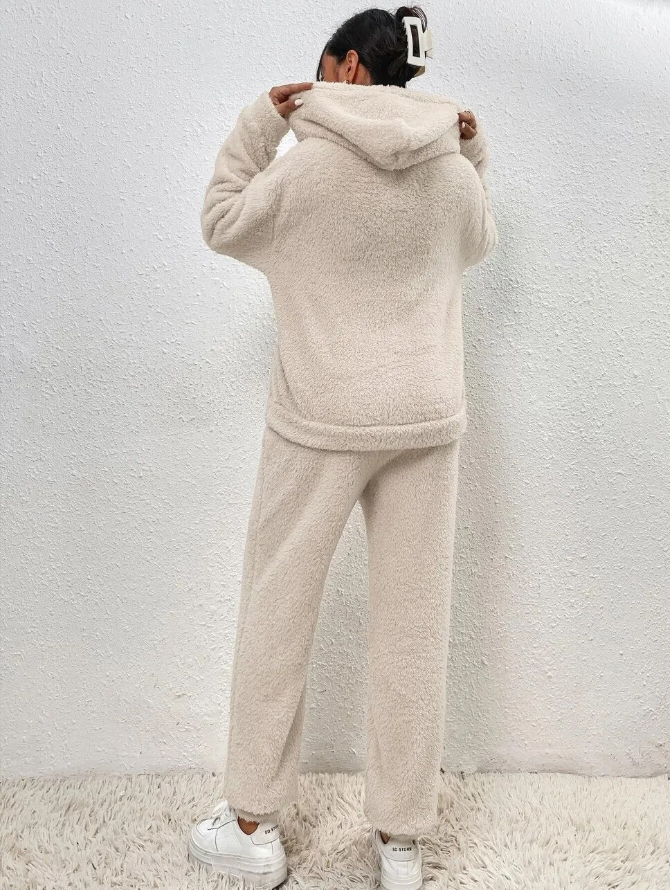 Ultra-Comfortable Hooded Teddy Loungewear Set - Lana