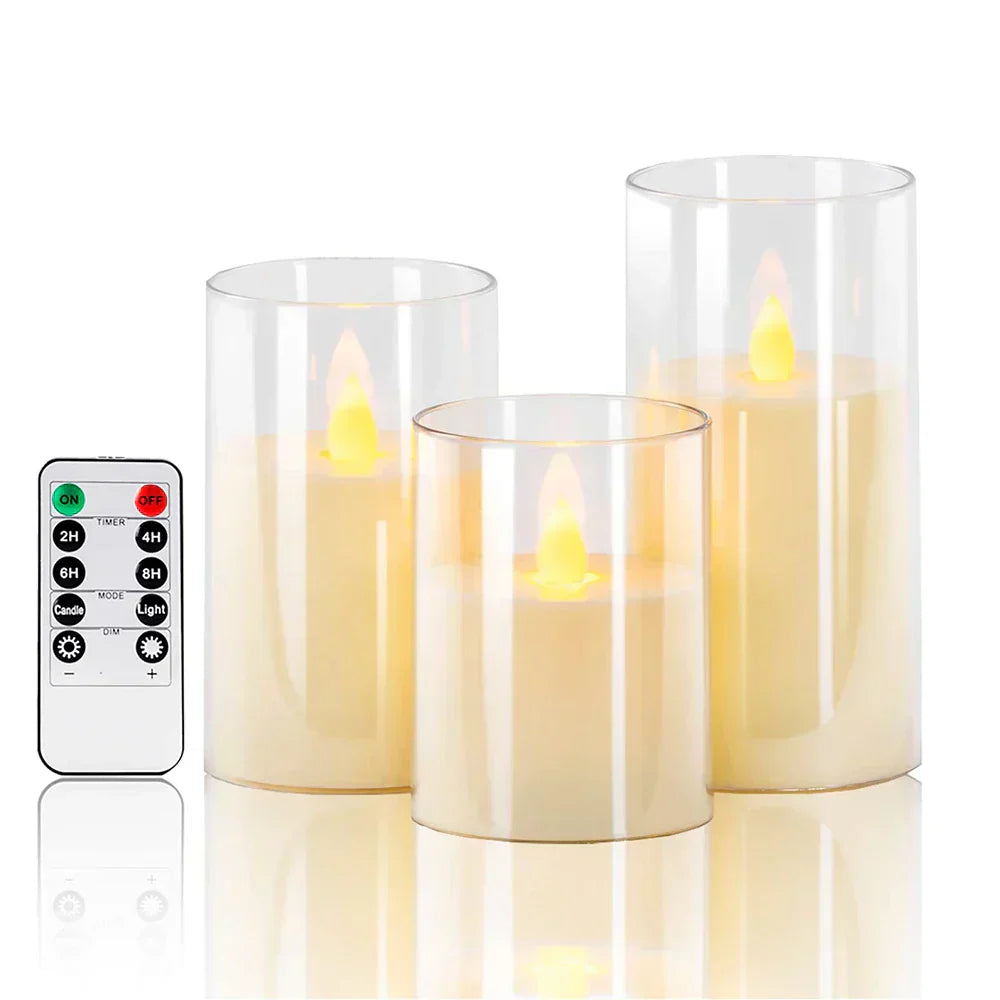 Realistic LED Candle Set - Flameless, Battery Operated, Perfect for Home Decor & Events