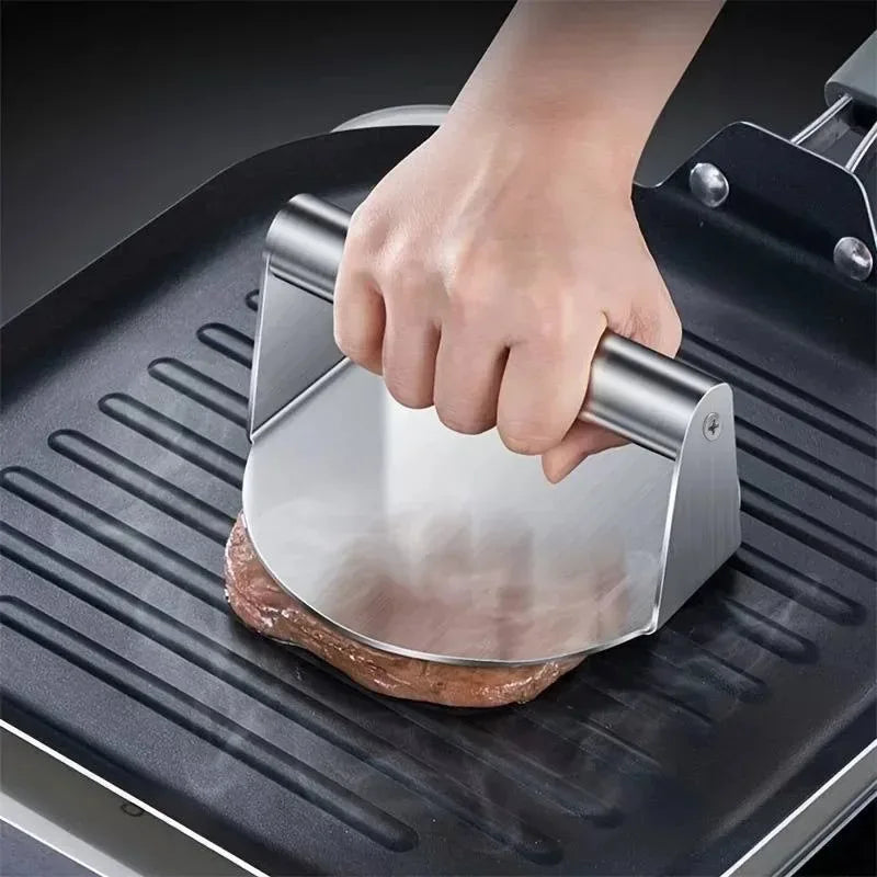 Stainless Steel Smash Burger Press – Round, Ergonomic Handle & Heat-Resistant