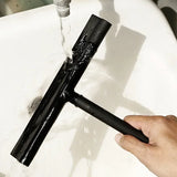 Shower Squeegee with Wall Holder – Silicone Blade, Matte Black & No-Drill Mount