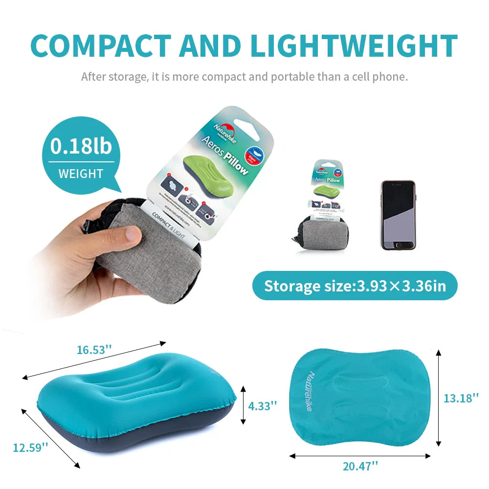 Inflatable Camping Pillow – Ultralight, Ergonomic Neck Support & Packable