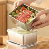 Stainless Steel Food Storage Containers – 600ml, Stackable Set of 6 & Clear Lids