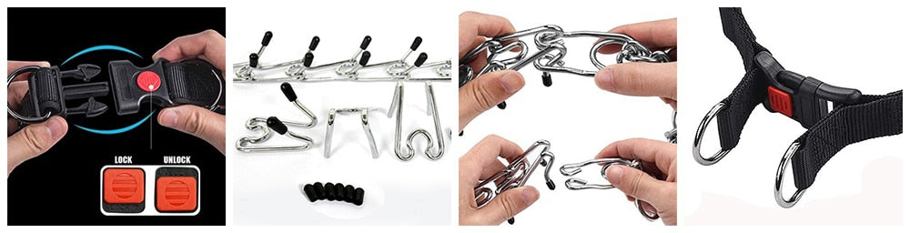 Dog Training Pinch Collar – Quick-Release Chrome Chain, Adjustable & S–XL Sizes