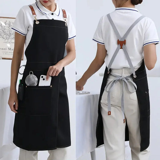 Waterproof Canvas Work Apron – Split-Skirt Design, Multiple Pockets & Adjustable Fit