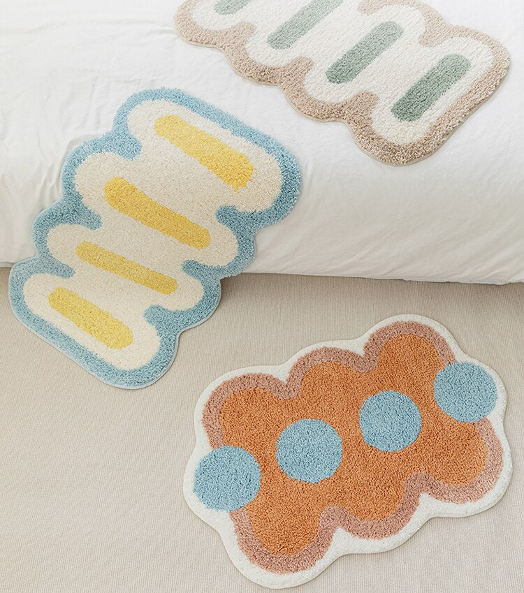 Non-Slip Bath Rug – Geometric Pattern, Absorbent Polyester & TPR Anti-Slip Backing