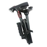 Folding Walking Cane – Height-Adjustable 86-97cm, LED Light & Alarm