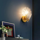 Glass Shell Wall Light – E14 Socket, Gold Metal Fixture & Clear/Cognac Glass