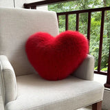 Faux Fur Heart Throw Pillow – 32×40cm, Ultra-Soft Plush & 6 Colors