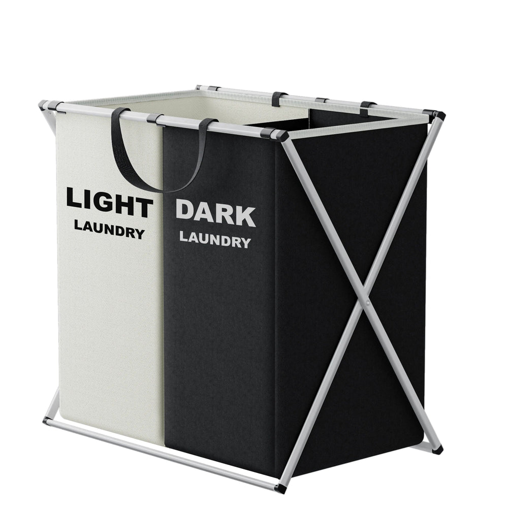 TriSort | Multi-Section Laundry Hamper | Foldable Clothes Basket with Compartments