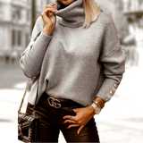 Buttoned women's turtleneck with stylish detail – Elara - 4