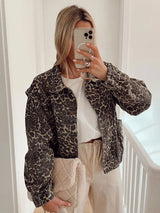 Short Leopard – Print Casual Jacket – Flora