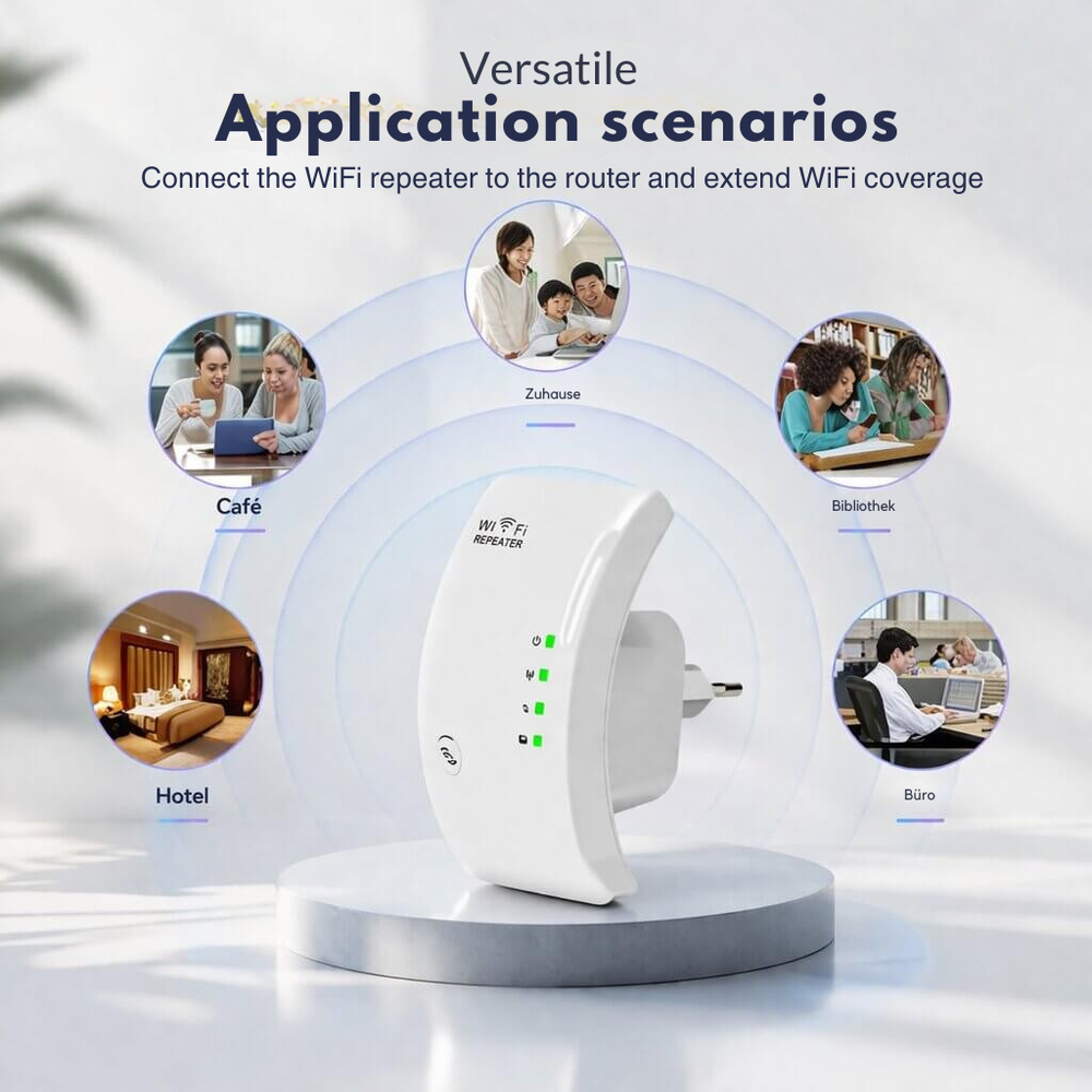 WiFi Range Extender – 300Mbps, Plug & Play & WPA2 Security