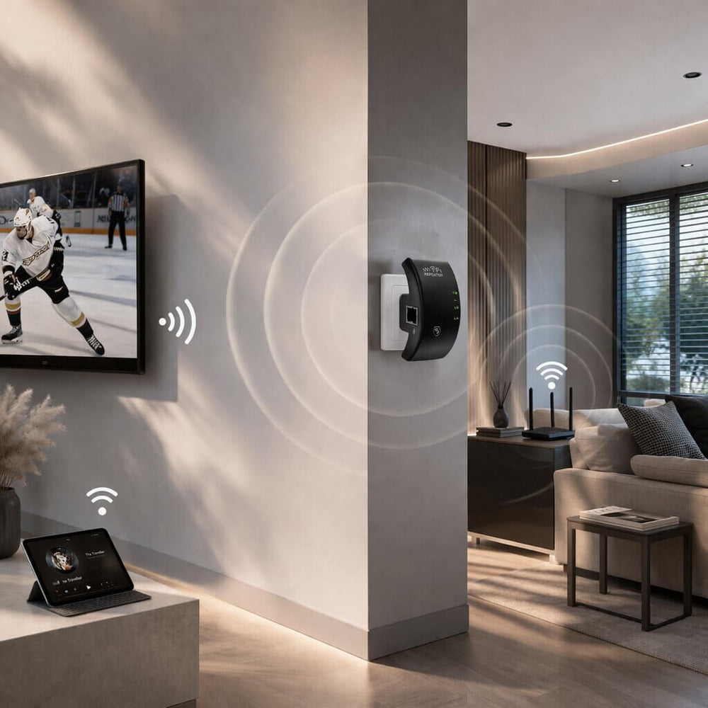 WiFi Range Extender – 300Mbps, Plug & Play & WPA2 Security