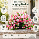 Silk Flowers Hanging Basket – Artificial, Indoor Outdoor & Low-Maintenance Decor