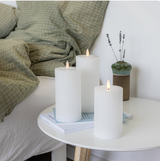 Touch-Control LED Candle Set – 3 Sizes, Ribbed White Wax & Wireless Flameless
