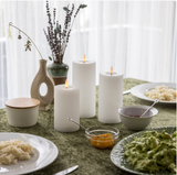 Touch-Control LED Candle Set – 3 Sizes, Ribbed White Wax & Wireless Flameless