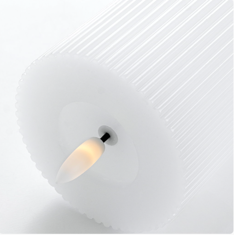 Touch-Control LED Candle Set – 3 Sizes, Ribbed White Wax & Wireless Flameless