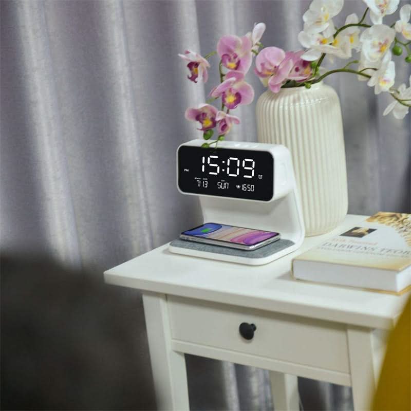 Enhanced Product Title: **Kabellose Nachttischlampe mit integriertem Wecker und Ladefunktion - Stilvolle Tischleuchte für Schlafzimmer** 

This title includes relevant keywords while also providing a clear description of the product's features, making it