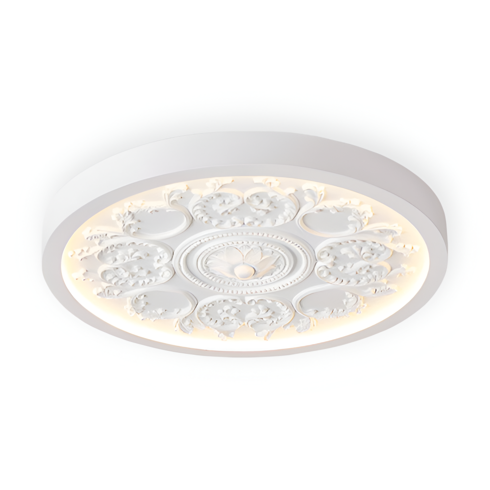 Carved Floral LED Ceiling Light – Dimmable, Remote Control & 3 Color Temperatures