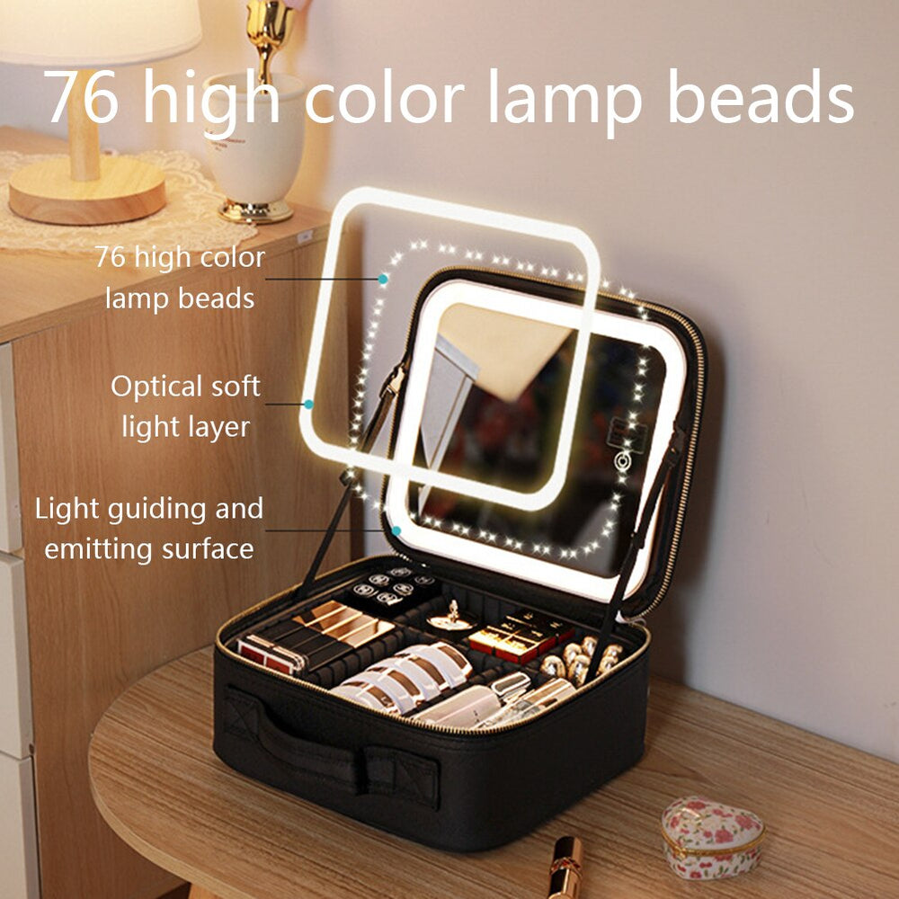 Travel Makeup Case with LED Light & Mirror Portable Kalsten