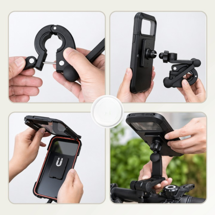 Waterproof Bike Phone Mount – 360° Rotation, Up to 6.7-Inch & Tool-Free