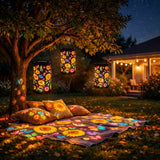 Solar Garden Lantern – Flower Light Projection, 8-Hour Runtime & Warm/Multicolor