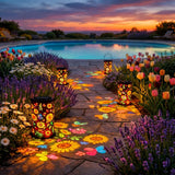 Solar Garden Lantern – Flower Light Projection, 8-Hour Runtime & Weatherproof Metal