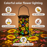 Solar Garden Lantern – Flower Light Projection, 8-Hour Runtime & Weatherproof Metal