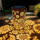 Solar Garden Lantern – Flower Light Projection, 8-Hour Runtime & Weatherproof Metal